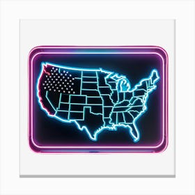 Usa Map Neon Sign Canvas Print