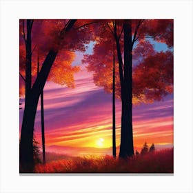 Sunset In The Forest 33 Canvas Print