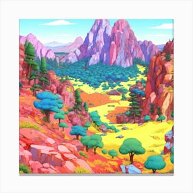Landscape Cartoon Animated Colorful Canvas Print