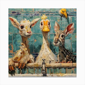 Three Ducks In The Bath Canvas Print