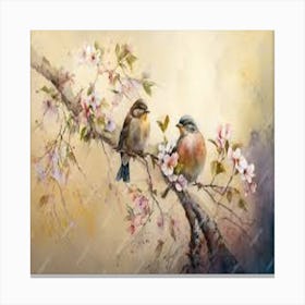 Birds On A Branch 1 Canvas Print