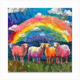 Textured Kitsch Sheep Collage Canvas Print