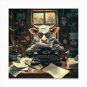 Funny Cow Writer Vintage 8 Canvas Print