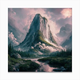 Waterfall In A Mountain Canvas Print