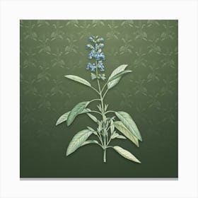 Vintage Sage Plant Botanical on Lunar Green Pattern Canvas Print