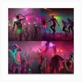 Zombie Raver Dancing On Night Club Dance Floor 1 Canvas Print
