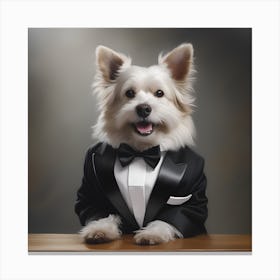 Canine Sophistication - A Dapper Dog In A Tuxedo Canvas Print