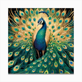 Peacock With Abstract Feathers Canvas Print