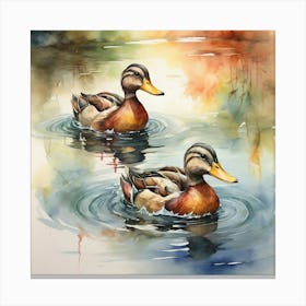 Ducks In The Water Canvas Print