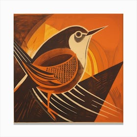 Retro Bird Lithograph Sparrow 1 Canvas Print