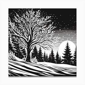 Winter Landscape With Trees 1 Canvas Print