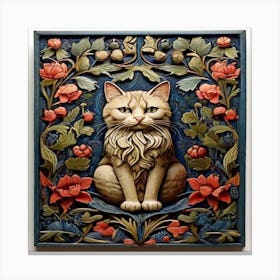 William Morris Inspired Cat Canvas Print