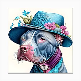 Bitbullheadwithhat Canvas Print