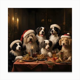 Dogs Christmas Party (Old Master) Canvas Print