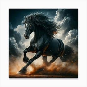 Black Horse Running Canvas Print