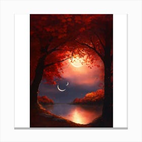 Moonlight Over The Lake Canvas Print