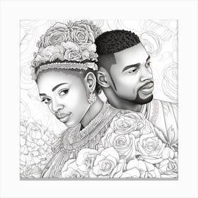 Couple In Love Coloring Page Canvas Print