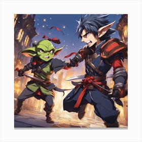 Goblin Fight Human 2 Canvas Print