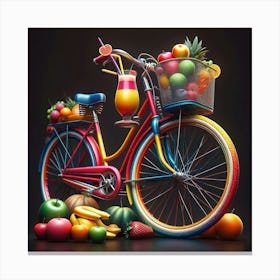 Colorful Bicycle With Fruit Canvas Print