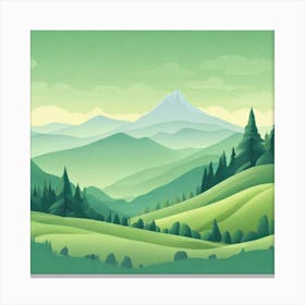 Misty mountains background in green tone 133 Canvas Print