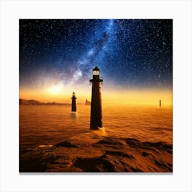 Firefly Black Lighthouses Over Cosmic Oceans On Venus 68271 Canvas Print