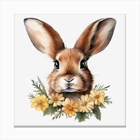 Bunny With Flowers Canvas Print