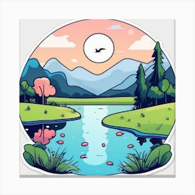 Lake - Sticker Canvas Print
