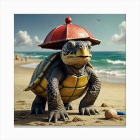 Turtle On The Beach 2 Canvas Print