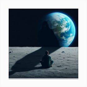 Man Sitting On The Moon Canvas Print