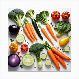 Colorful Vegetables On White Background Canvas Print