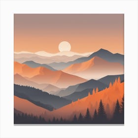 Misty mountains background in orange tone 98 Canvas Print