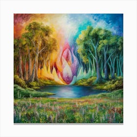 Rainbow In The Forest Canvas Print