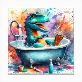 Dinosaur In The Bath 1 Canvas Print