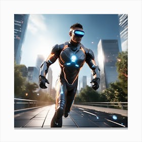 Futuristic Man Running 18 Canvas Print