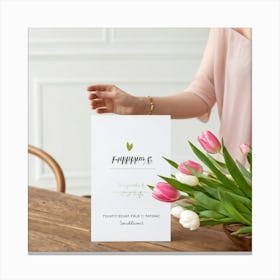 A Minimal And Decorated Nature Inspired Invitation Card A Woman In A Pastel Pink Top Is Gently Layi (3) Canvas Print