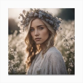 Portrait Of A Girl In A Field Canvas Print