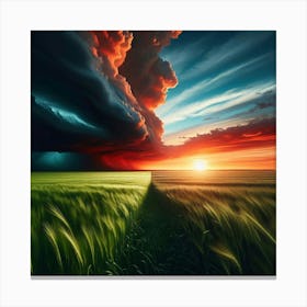 Storm Clouds Over A Field Canvas Print