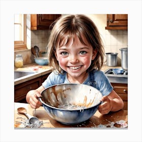 Little Girl In Kitchen Canvas Print