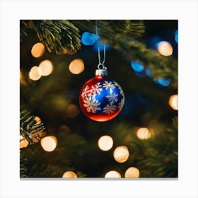 Christmas Ornament On A Christmas Tree Canvas Print