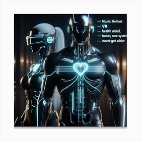 Two Robots In A Futuristic Setting Canvas Print