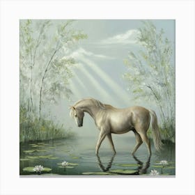 Horse In Water 10 Canvas Print