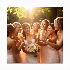 Bridesmaids Toasting Champagne Canvas Print