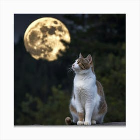 Full Moon Cat Canvas Print