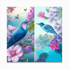 Birds And Flowers Canvas Print