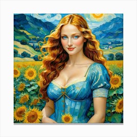 Sunflower Girlhud Canvas Print