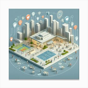 Digital City Canvas Print