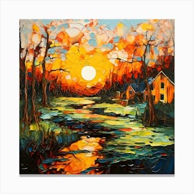 Sunset In The Woods 3 Canvas Print