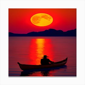 Canoe At Sunset Canvas Print