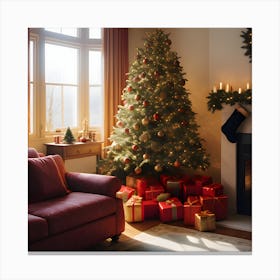 Christmas Tree In Living Room 1 Canvas Print