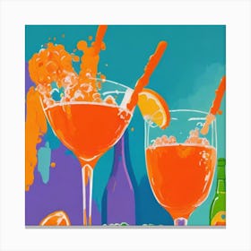 Aperol Spritz Fauvist Painting Art Print Orange Juice 1 Canvas Print